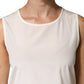 Off White Silk Stretch Roundneck Sleeveless Tank Top