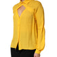 Yellow Silk Collared Long Sleeves  Top