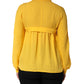 Yellow Silk Collared Long Sleeves  Top