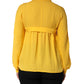 Yellow Silk Collared Long Sleeves  Top