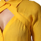 Yellow Silk Collared Long Sleeves  Top