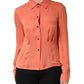 Orange Collared Button Down Long Sleeves  Top