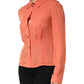 Orange Collared Button Down Long Sleeves  Top