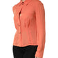 Orange Collared Button Down Long Sleeves  Top