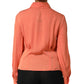 Orange Collared Button Down Long Sleeves  Top