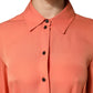 Orange Collared Button Down Long Sleeves  Top