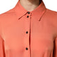 Orange Collared Button Down Long Sleeves  Top
