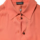 Orange Collared Button Down Long Sleeves  Top