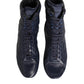 Dark Blue Deer Leather Mid Calf Boots Shoes