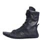 Dark Blue Deer Leather Mid Calf Boots Shoes