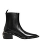 Black Studded Chelsea Short Ankle Boots Shoes