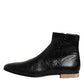 Black Leather Chelsea Short Ankle Boots  Shoes