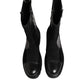 Black Patchwork Leather Mid Calf Boot  Shoes