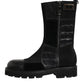 Black Patchwork Leather Mid Calf Boot  Shoes