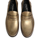 Gold Leather Slip On Dress Men Loafers Shoes