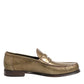 Gold Leather Slip On Dress Men Loafers Shoes