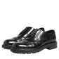 Black Calfskin Leather Derby Men Dress Shoes