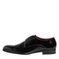 Black Calfskin Leather Derby Men Dress Shoes