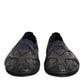 Black Jacquard Leather Slip On Loafers Shoes