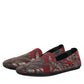 Bordeaux Jacquard Leather Slip On Loafer Shoes