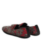 Bordeaux Jacquard Leather Slip On Loafer Shoes