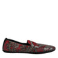 Bordeaux Jacquard Leather Slip On Loafer Shoes
