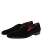 Black Leather Suede Slip On Loafer Dress Shoes