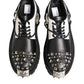 Black White Studded Men Formal Derby Shoes