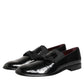 Black Leather Slip On Dress Men Loafers Shoes