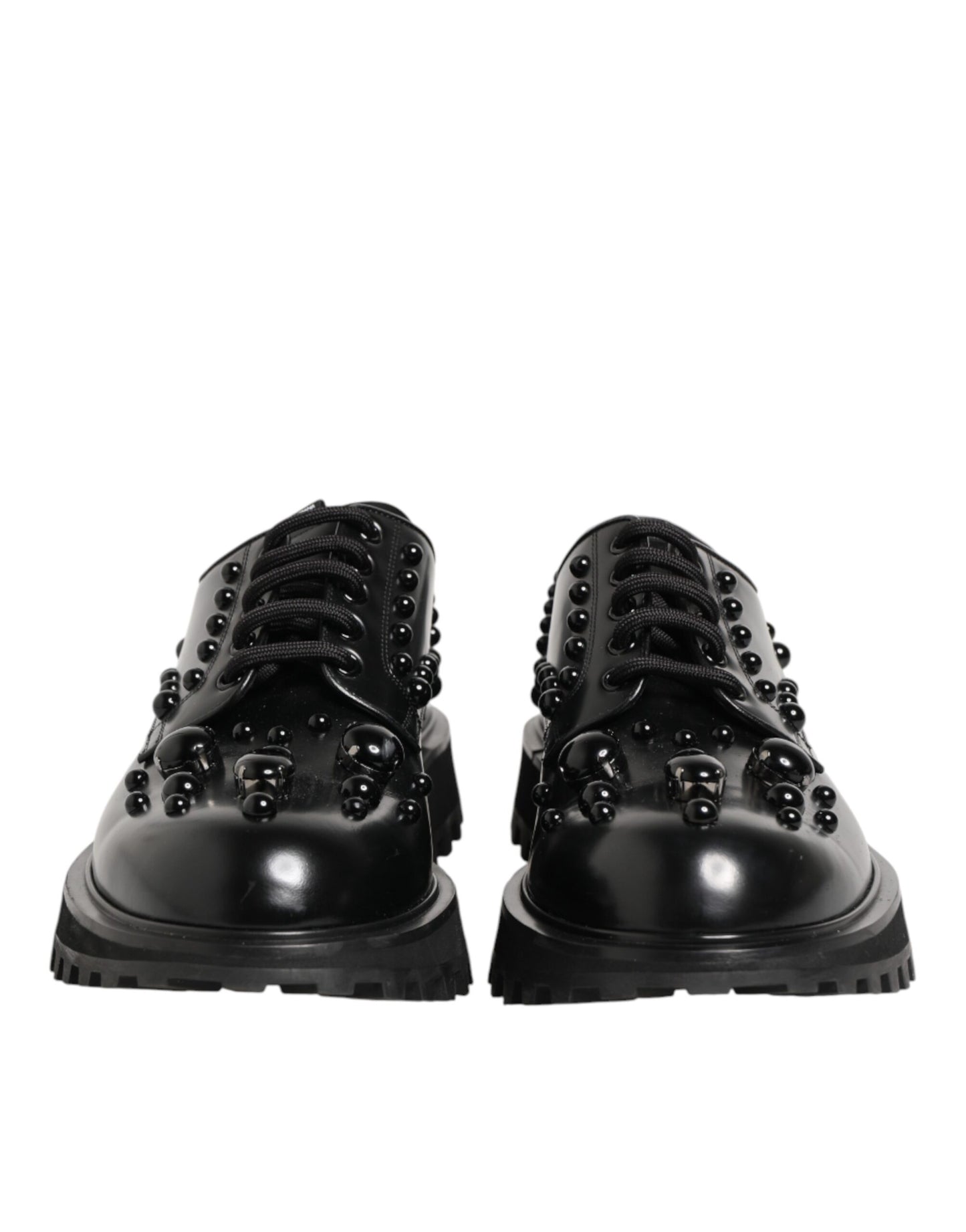 Black Leather Studded Men Formal Derby  Shoes