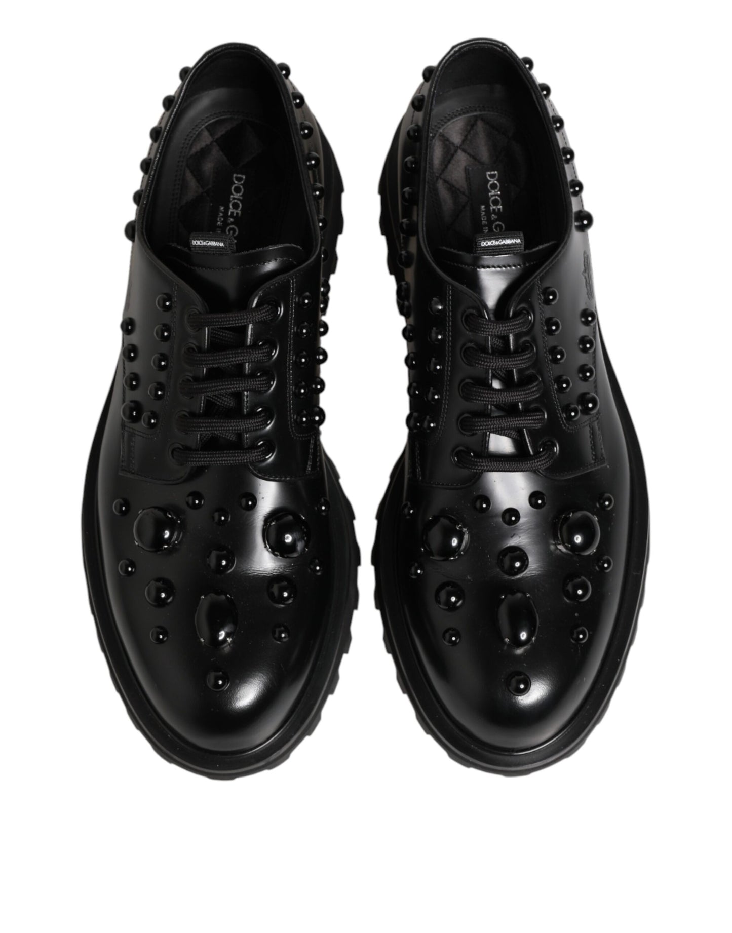 Black Leather Studded Men Formal Derby  Shoes