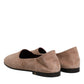 Beige Leather Suede Slip On Loafers Dress Shoes