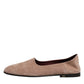 Beige Leather Suede Slip On Loafers Dress Shoes