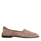 Beige Leather Suede Slip On Loafers Dress Shoes