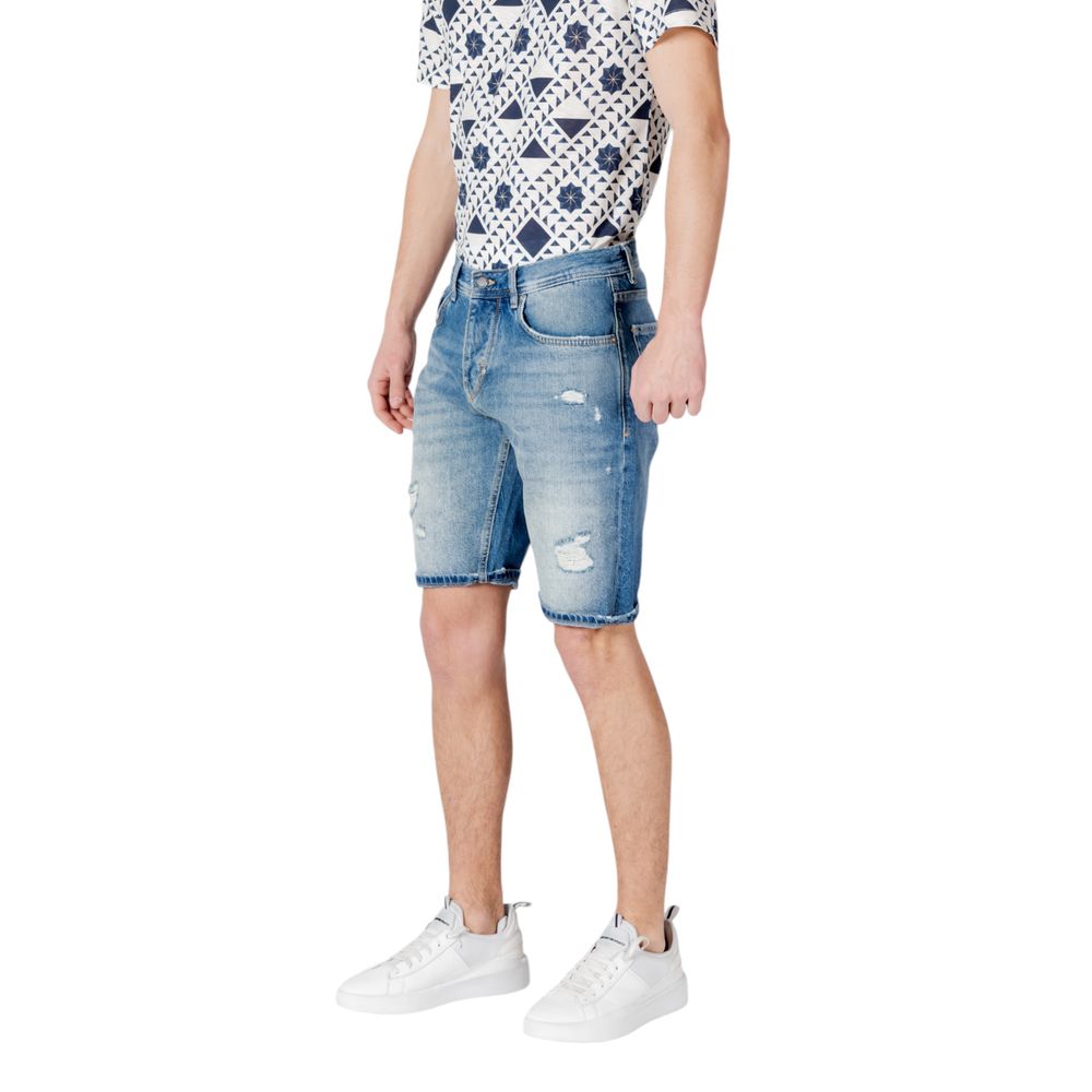 Blue Cotton Bermuda Shorts