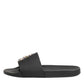 Black Leather Slides Sandals Beachwear Shoes