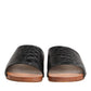 Black Brown Leather Slides Sandals Shoes