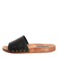 Black Brown Leather Slides Sandals Shoes