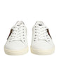 White Leather Heart Embellished Sneakers Shoes