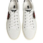 White Leather Heart Embellished Sneakers Shoes