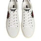 White Leather Heart Embellished Sneakers Shoes