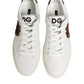 White Leather Heart Embellished Sneakers Shoes