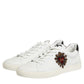 White Leather Heart Embellished Sneakers Shoes