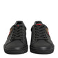 Black Leather Heart Embellished Sneakers Shoes