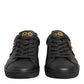 Black Leather Heart Embellished Sneakers Shoes