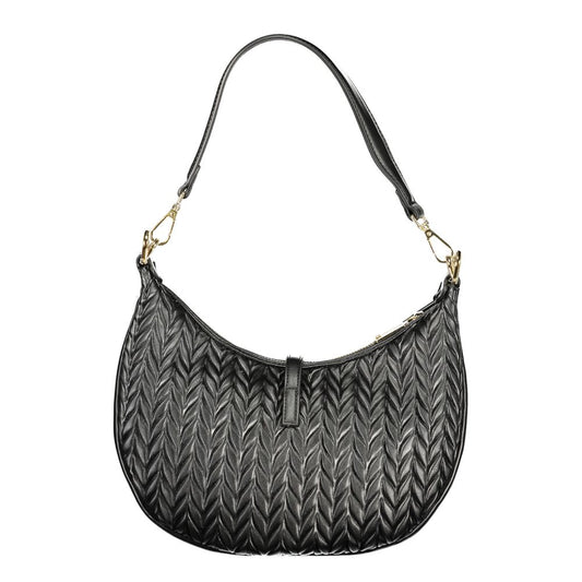 Black Polyurethane Women Shoulder Bag