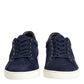 Blue Leather Suede Low Top Sneakers Shoes
