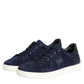 Blue Leather Suede Low Top Sneakers Shoes