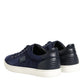 Blue Leather Suede Low Top Sneakers Shoes