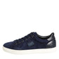 Blue Leather Suede Low Top Sneakers Shoes